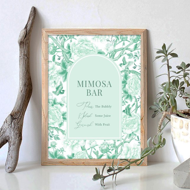 Affiche Panneau de mariage de bar de mimosa de chinoiserie (Créateur téléchargé)