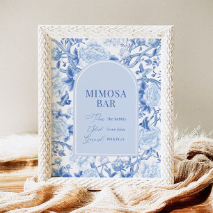 Affiche Panneau de mariage de bar Mimosa en chinoiserie bl