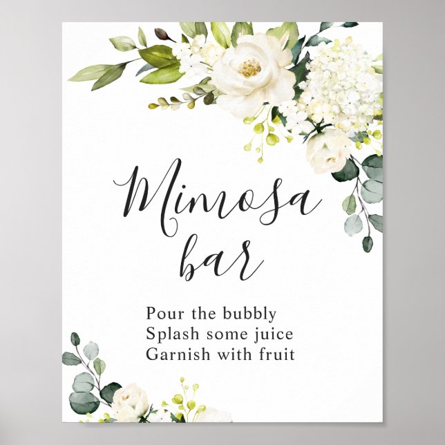Affiche Panneau de mariage de bar Mimosa floral à l'eucaly (Devant)
