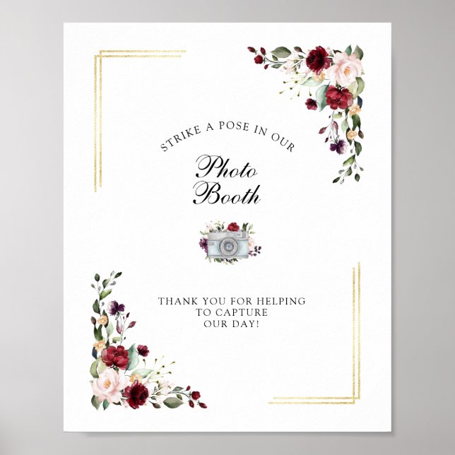 Affiche Panneau de mariage de cabine photo à feuille d'or  (Devant)