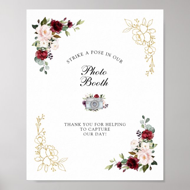 Affiche Panneau de mariage de cabine photo à feuille d'or  (Devant)