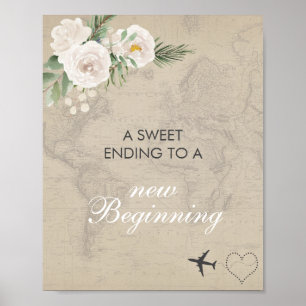 Affiche Panneau de Mariage de Carte Vintage Une Douce Fin