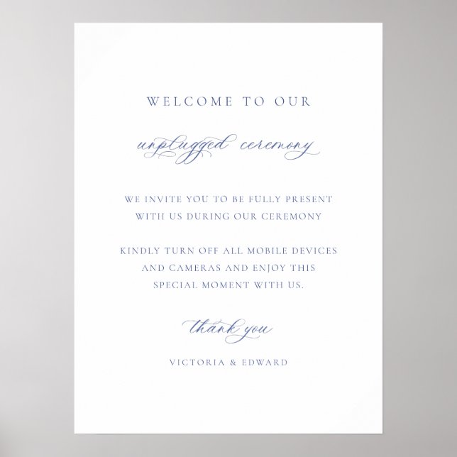 Affiche Panneau de mariage de cérémonie débranchée bleu Ré (Devant)