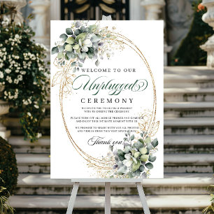 Affiche Panneau de mariage de cérémonie débranchée Feuilla