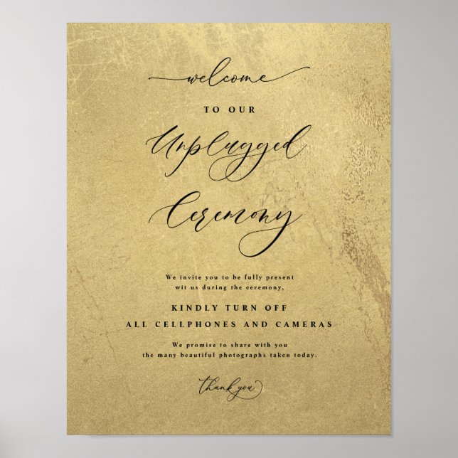 Affiche Panneau de mariage de cérémonie débranchée noir et (Devant)