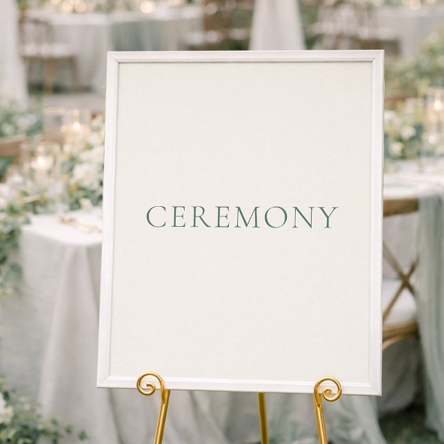 Affiche Panneau de mariage de cérémonie vert sauge minimal (Créateur téléchargé)