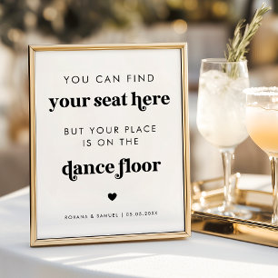 Affiche Panneau de mariage de danse fun rétro gras