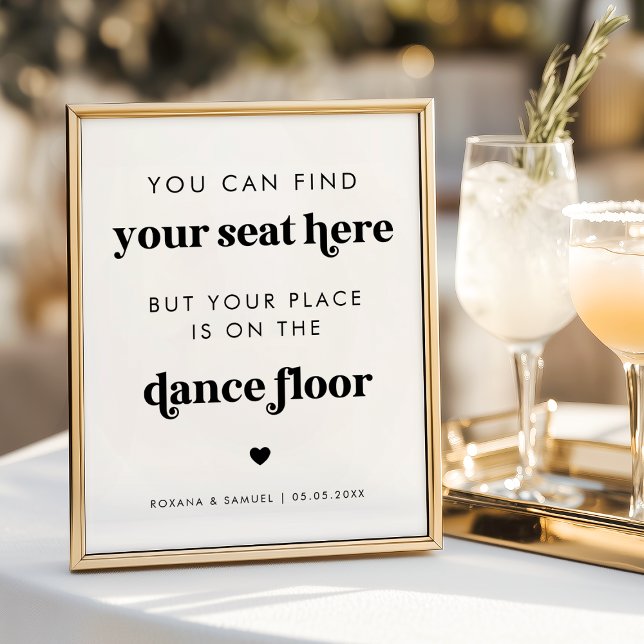 Affiche Panneau de mariage de danse fun rétro gras (Créateur téléchargé)