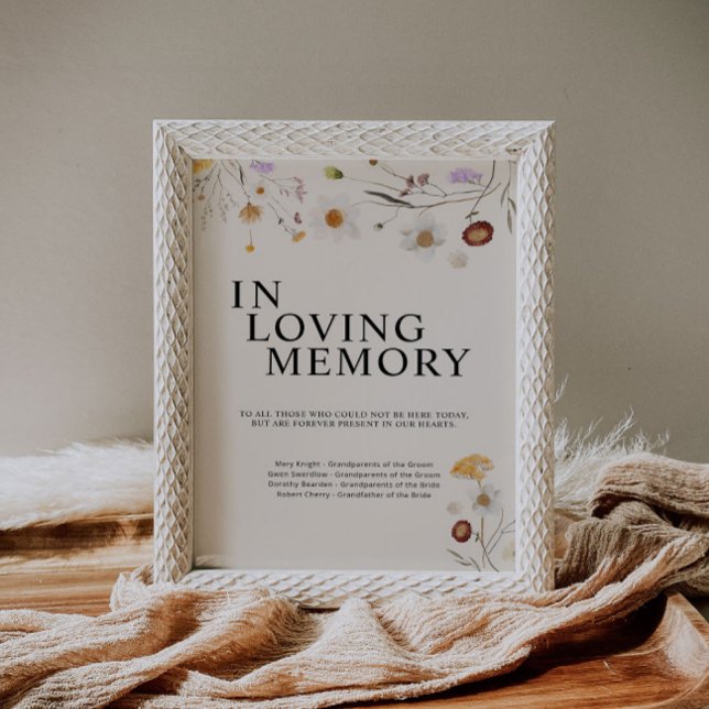 Affiche Panneau de mariage de fleurs sauvages boho à la mé (Créateur téléchargé)
