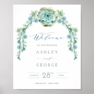 Affiche Panneau de mariage de jardin de succulentes vertes