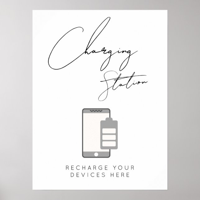 Affiche panneau de mariage de la borne de recharge noir et (Devant)
