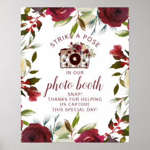 Affiche Panneau de mariage de la cabine photo d'hiver de M