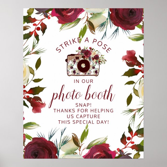 Affiche Panneau de mariage de la cabine photo d'hiver de M (Devant)