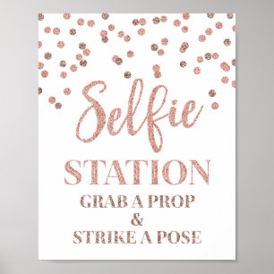 Affiche Panneau de mariage de la station Selfie Rose Gold