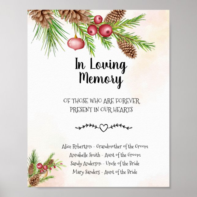 Affiche Panneau de mariage de Noël en souvenir aimant (Devant)