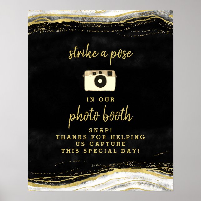 Affiche Panneau de mariage de photomaton géode noir blanc  (Devant)