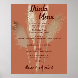 Affiche Panneau de mariage de signe d'herbe de Pampas de m