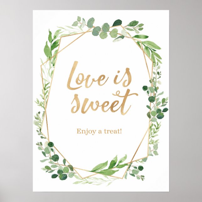 Affiche Panneau de mariage de verdure L'amour est doux (Devant)