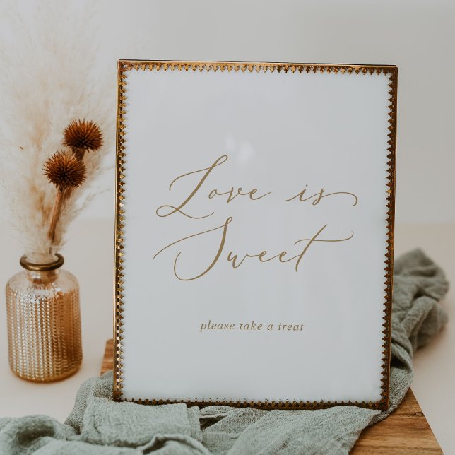 Affiche Panneau de mariage délicat amour doux en or (Créateur téléchargé)