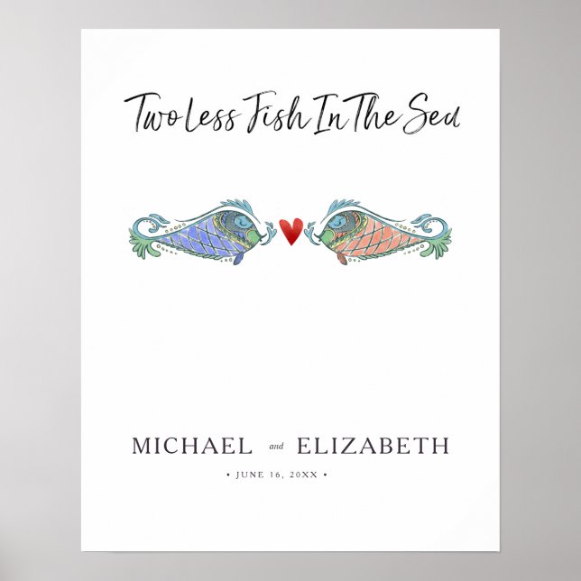 Affiche Panneau de mariage Deux poissons de moins dans la  (Devant)