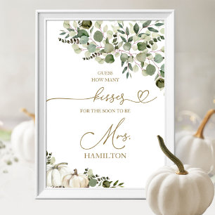 Affiche Panneau de mariage Devinez combien de baisers avec