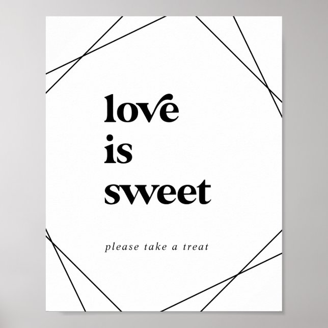 Affiche Panneau de mariage doux d'amour géométrique modern (Devant)