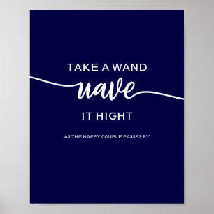 Affiche Panneau de mariage élégant bleu marine 'Prenez une