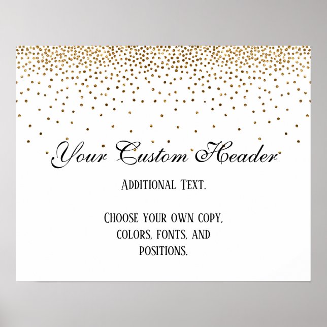 Affiche Panneau de mariage élégant 'Confettis dorés' à fai (Devant)
