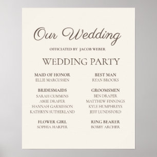 Affiche Panneau de mariage élégant couleur marron