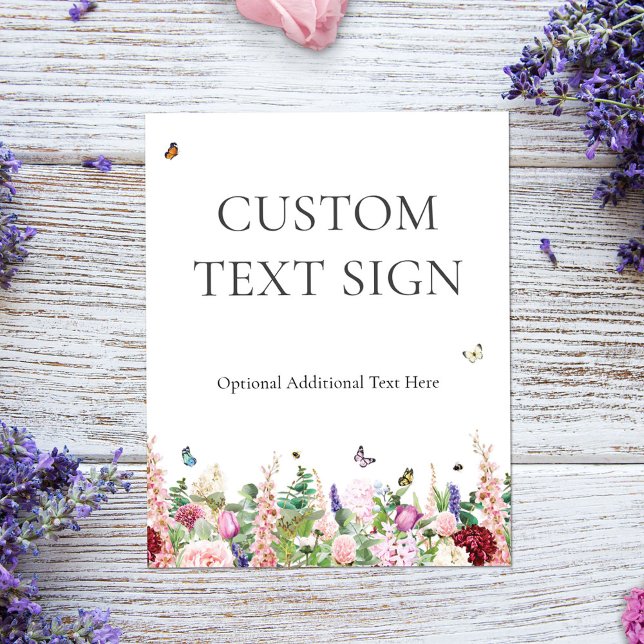 Affiche Panneau de Mariage Élégant Fleurs et Papillons (Créateur téléchargé)