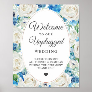 Affiche Panneau de mariage élégant floral sans appareil ph