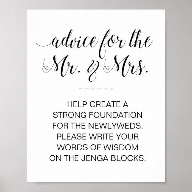 Affiche Panneau de mariage élégant Jenga (Devant)
