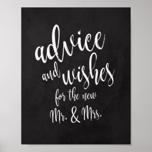 Affiche Panneau de mariage en ardoise 8x10 Conseils et Vœu