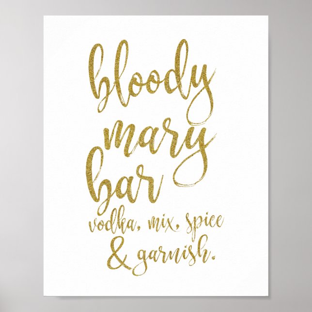 Affiche Panneau de mariage en glitter or Bloody Mary Bar 8 (Devant)