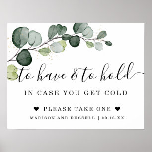 Affiche Panneau de mariage Eucalyptus Gold To Have and To