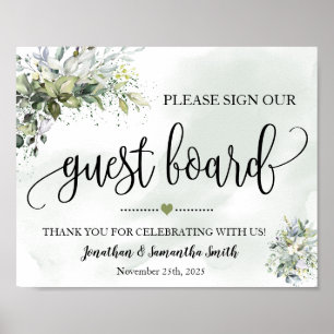Affiche Panneau de mariage eucalyptus succulent pour que l