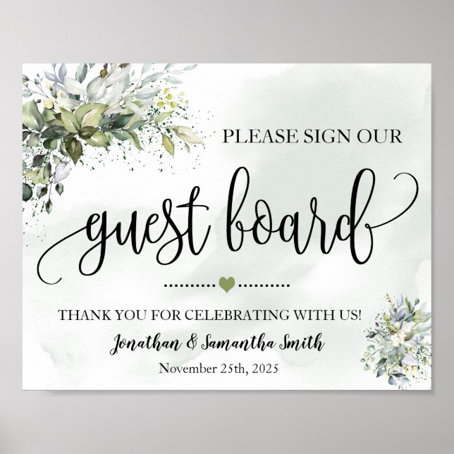Affiche Panneau de mariage eucalyptus succulent pour que l (Devant)