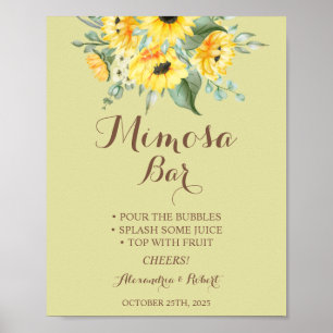 Affiche Panneau de mariage Fleurs de tournesol de la barre