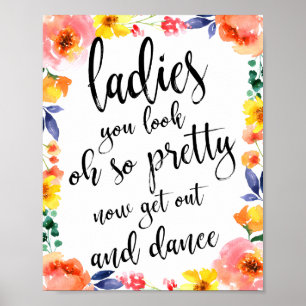 Affiche Panneau de mariage floral 8x10 pour salle de bain