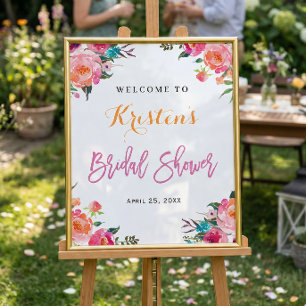 Affiche Panneau de mariage floral botanique à l'aquarelle