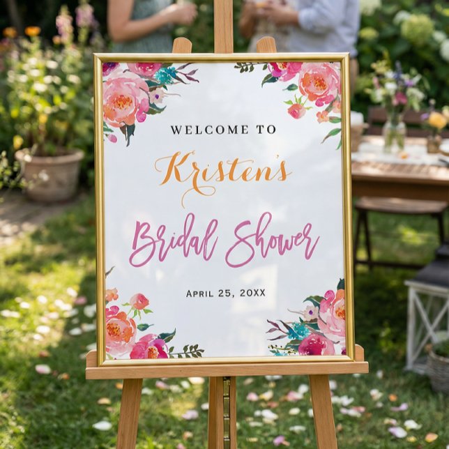 Affiche Panneau de mariage floral botanique à l'aquarelle  (Créateur téléchargé)