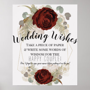 Affiche Panneau de mariage floral botanique glamour vintag
