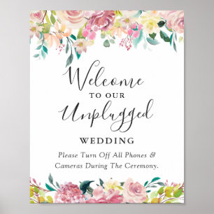 Affiche Panneau de mariage floral pastel débranché