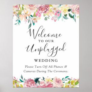 Affiche Panneau de mariage floral pastel débranché