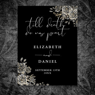 Affiche Panneau de mariage floral Roses gothiques noir et 