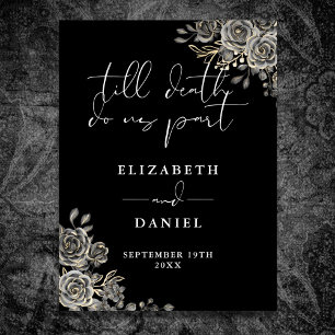 Affiche Panneau de mariage floral Roses gothiques noir et