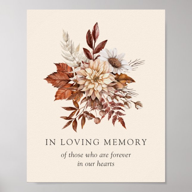 Affiche Panneau de mariage floral rustique d'automne en so (Devant)