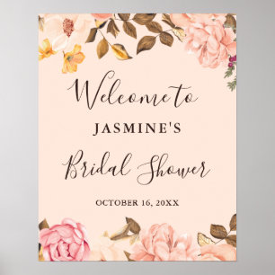 Affiche Panneau de Mariage Floral Victoria Blush pour une