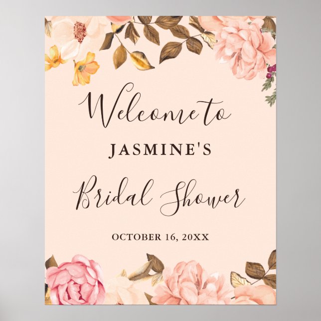 Affiche Panneau de Mariage Floral Victoria Blush pour une  (Devant)