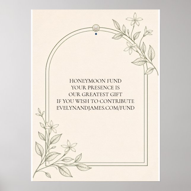 Affiche Panneau de mariage Fond de Lune de Miel Botanique  (Devant)